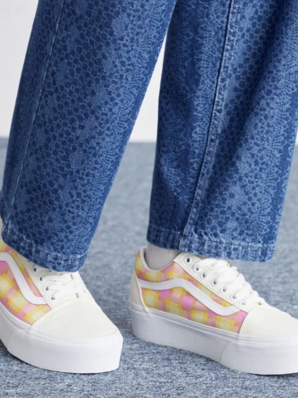 Vans Old Skool Stackform Pastel Pink Plaid Sneakers Size W7 NWOT MSRP $89.95